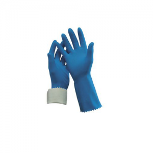 Heavy Rubber Cotton Gloves Blue Rib Type
